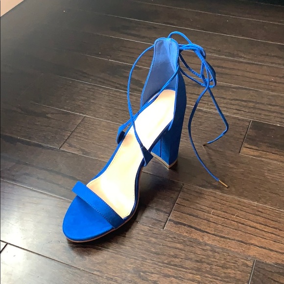 cobalt blue block heel sandals